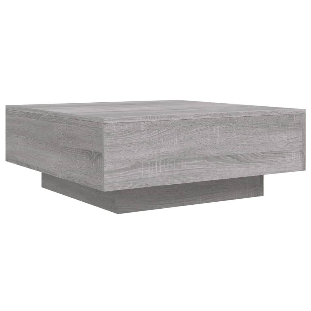 vidaXL Couchtisch mit LED-Leuchten Grau Sonoma 80x80x31 cm