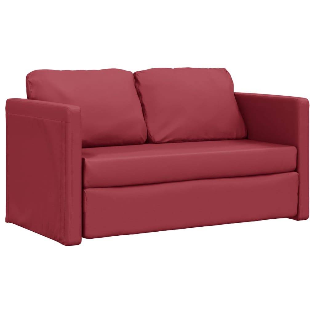 vidaXL Bodensofa mit Schlaffunktion Weinrot 112x174x55 cm Kunstleder