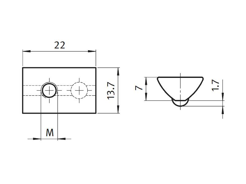 Nutenstein M8 glatt I-Typ Nut 8