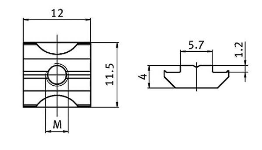 Nutenstein M5 schwer Edelstahl B-Typ Nut 6
