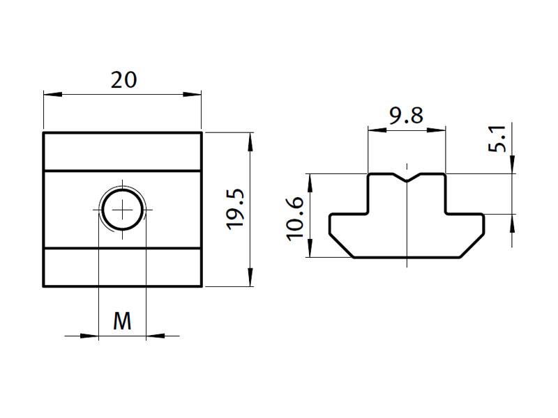Nutenstein schwer B-Typ Nut 10, M8