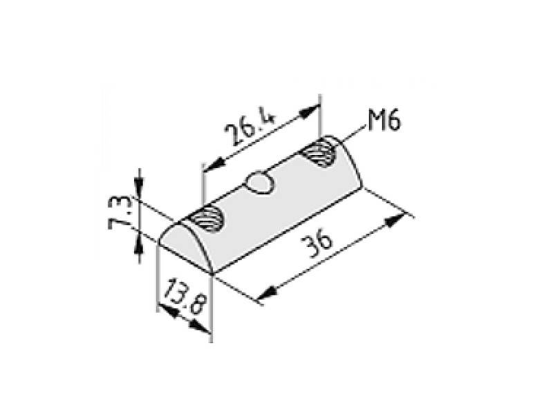 Doppelnutenstein M6 mit Steg I-Typ Nut 8