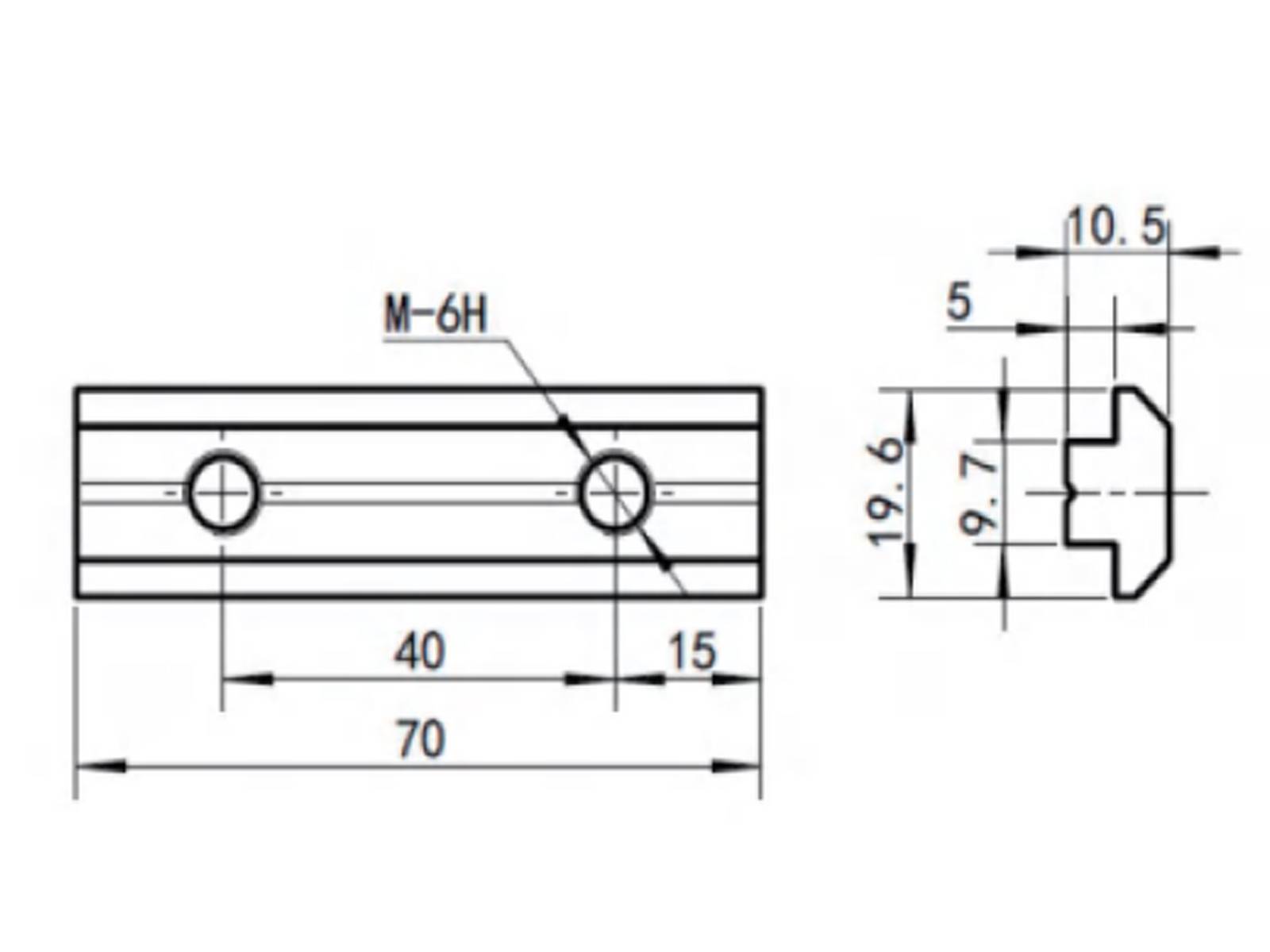 Nutenstein schwer, 19,6*10,5*70 M8, Stahl verzinkt, B-Typ Nut 10