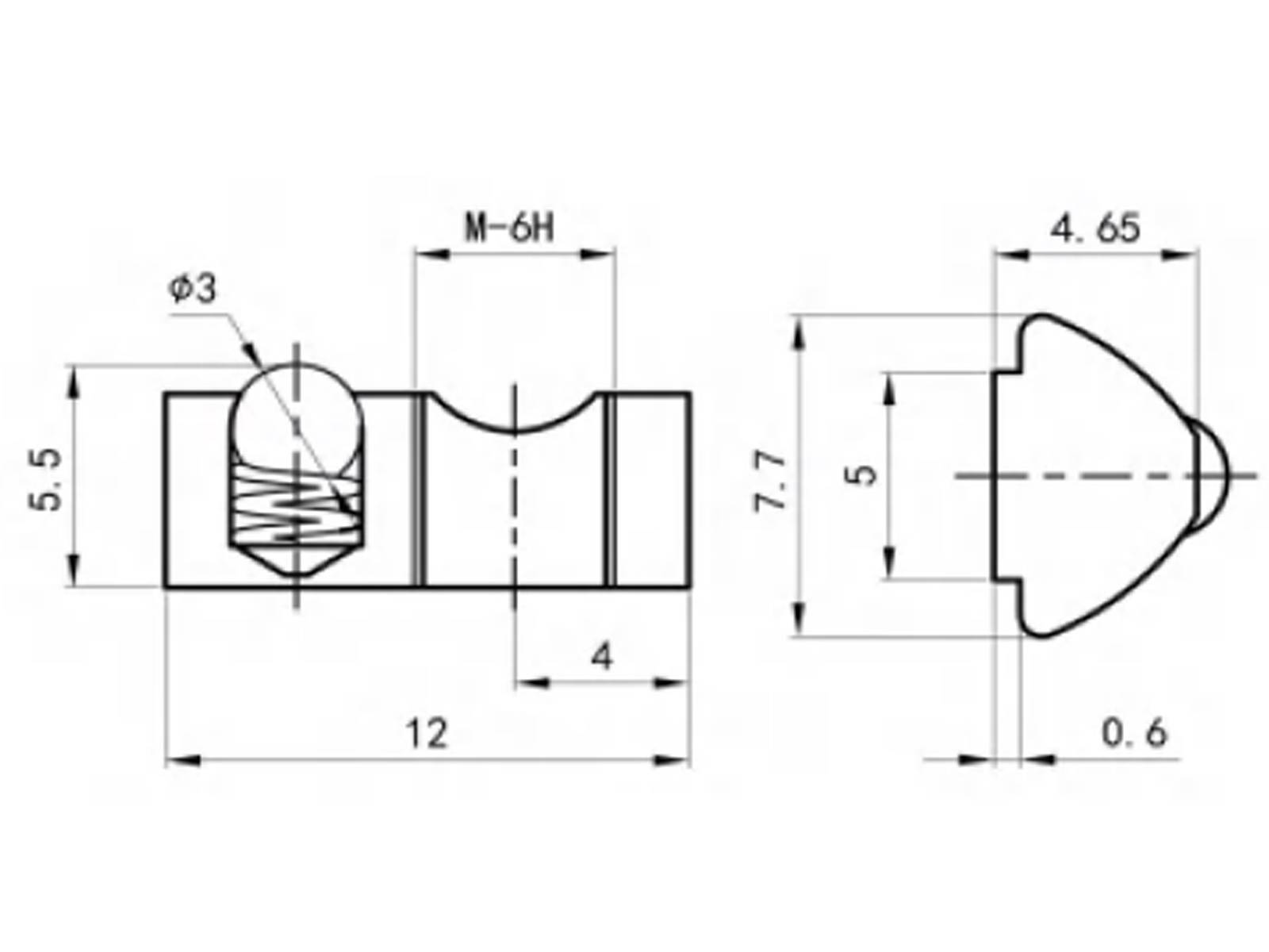 Nutenstein mit Steg und Kugel - 7,7*4,65*12 - M3, Stahl verzinkt, I-Typ Nut 5