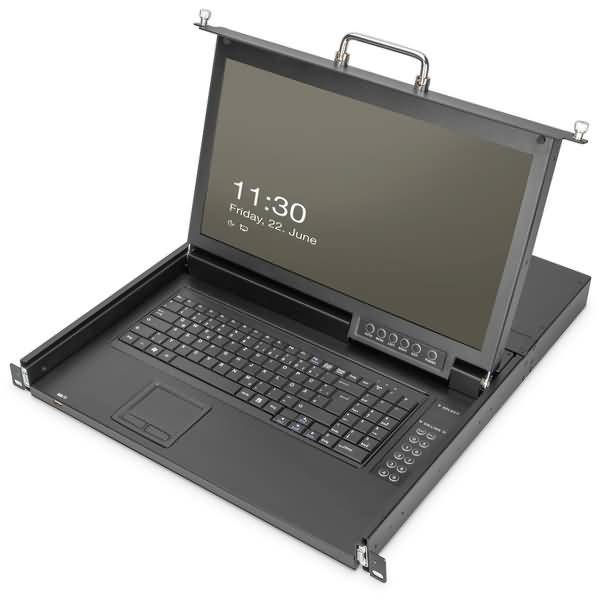 DIGITUS 17- HD LCD KVM Konsole, 8-Port Cat 5, DE Tastatur