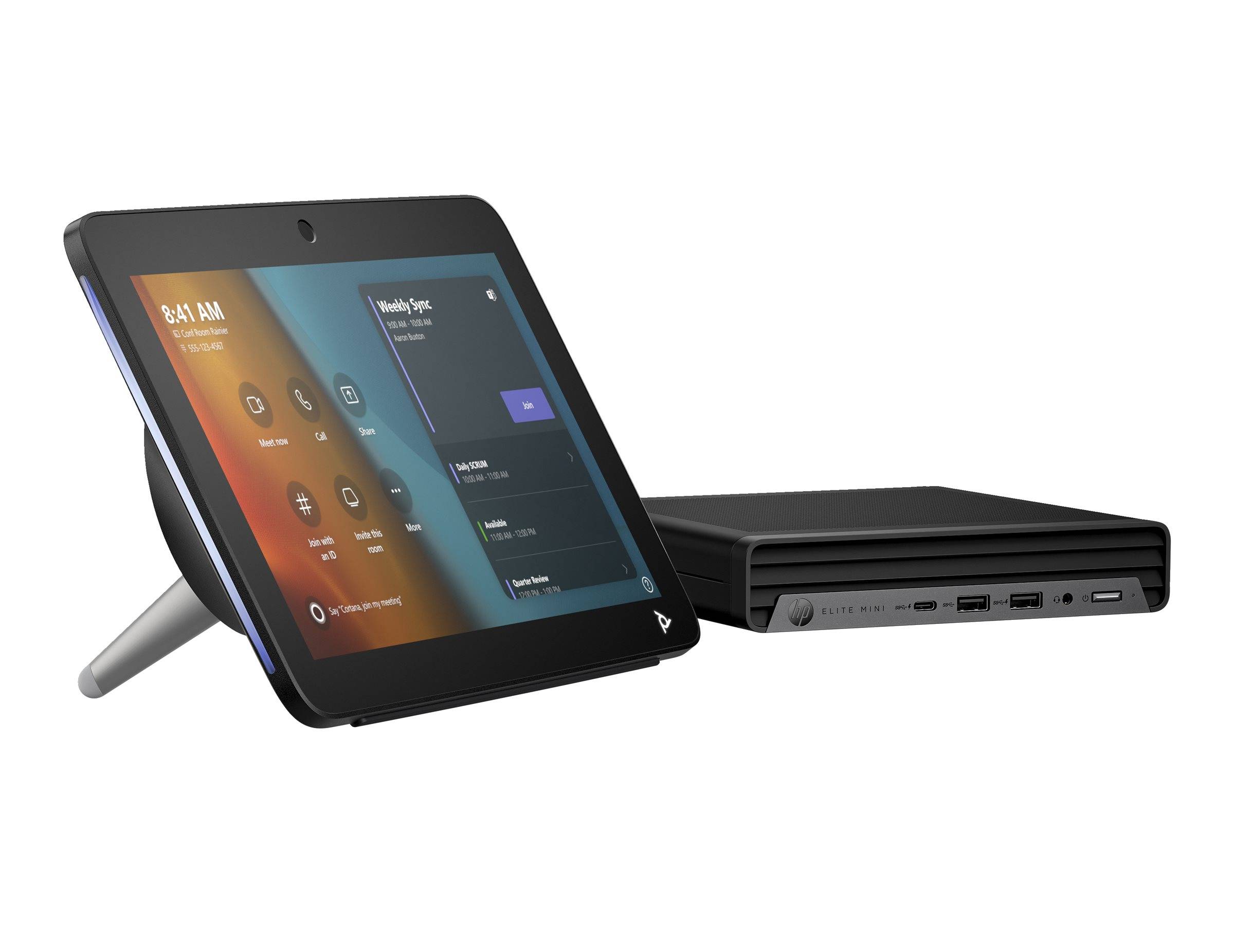 HP - Poly Studio - Für Microsoft Teams - Base Kit G9 Plus - Kit für Videokonferenzen (Poly TC10 Touchcontroller, HP Mini