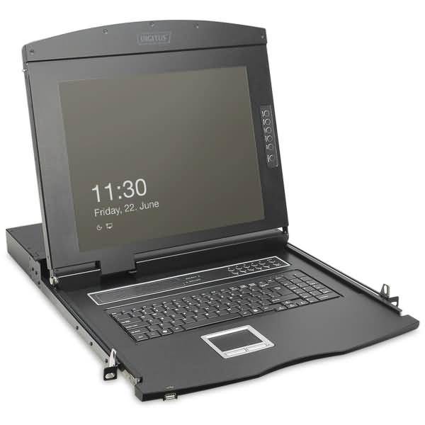 DIGITUS 19- HD LCD KVM Konsole, 16-Port HDMI, DE Tastatur