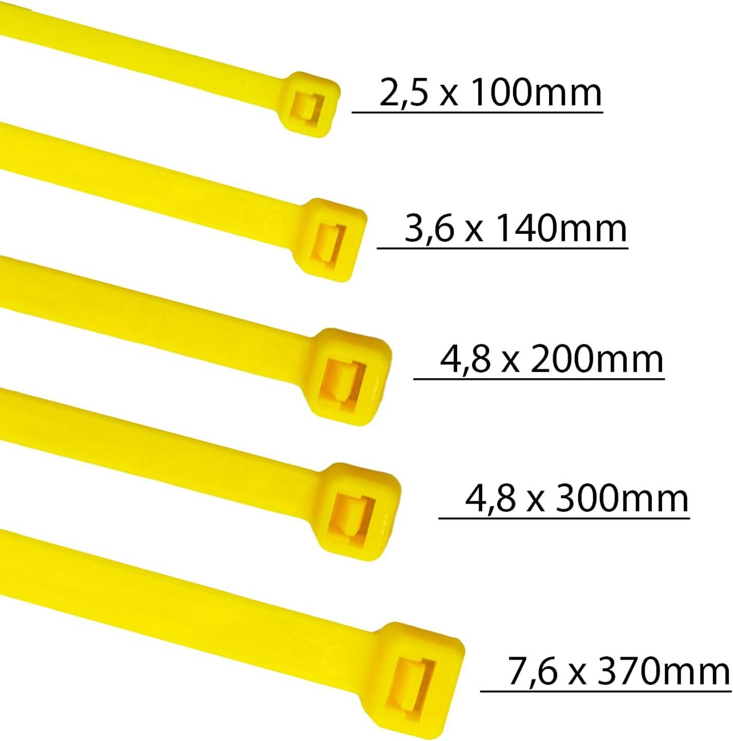 Kabelbinder 100 Stück gelb UV beständig Universalbinder 7,6 x 370 mm