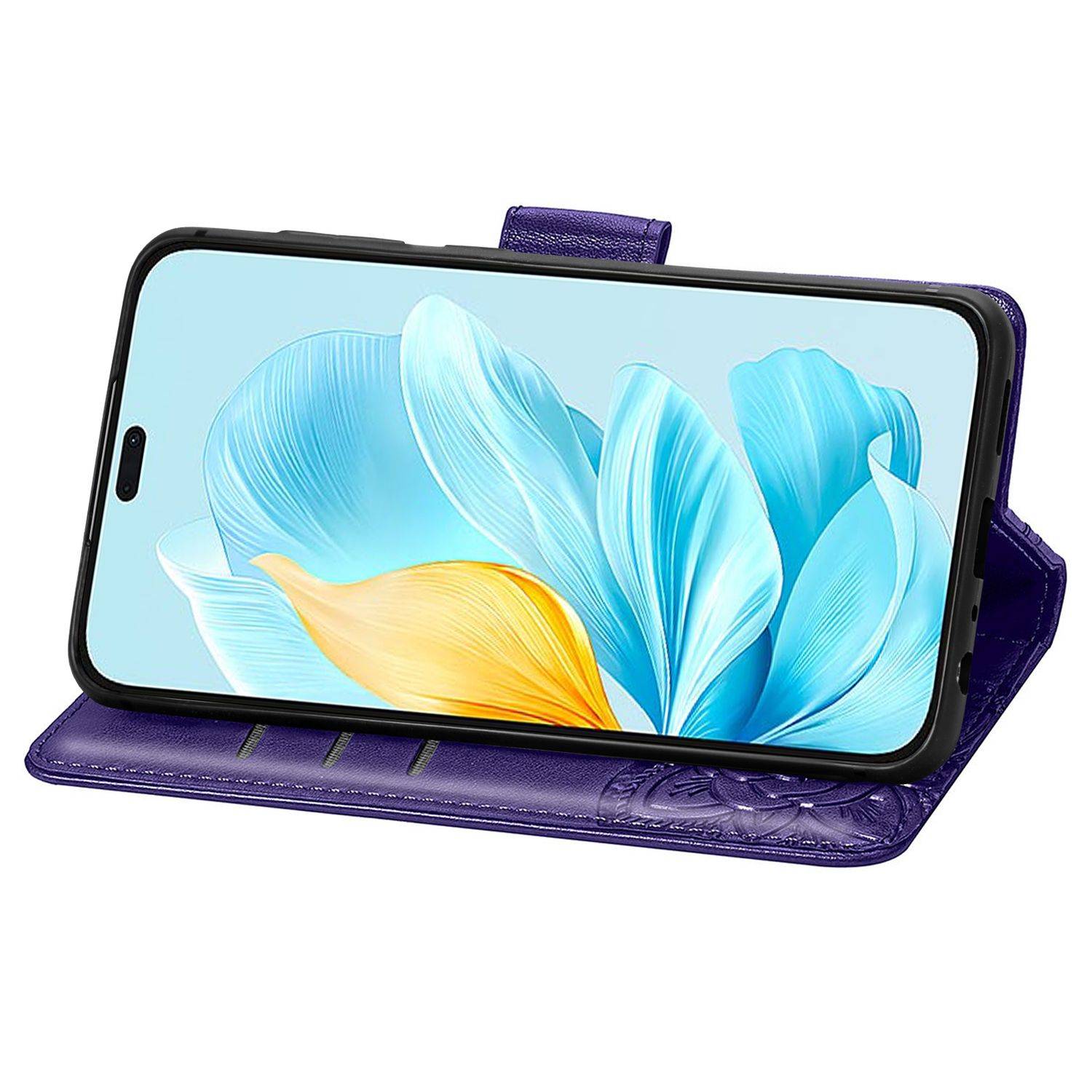 Für Honor 200 Lite Kunstleder Wallet Tasche Schmetterling Hülle Lila