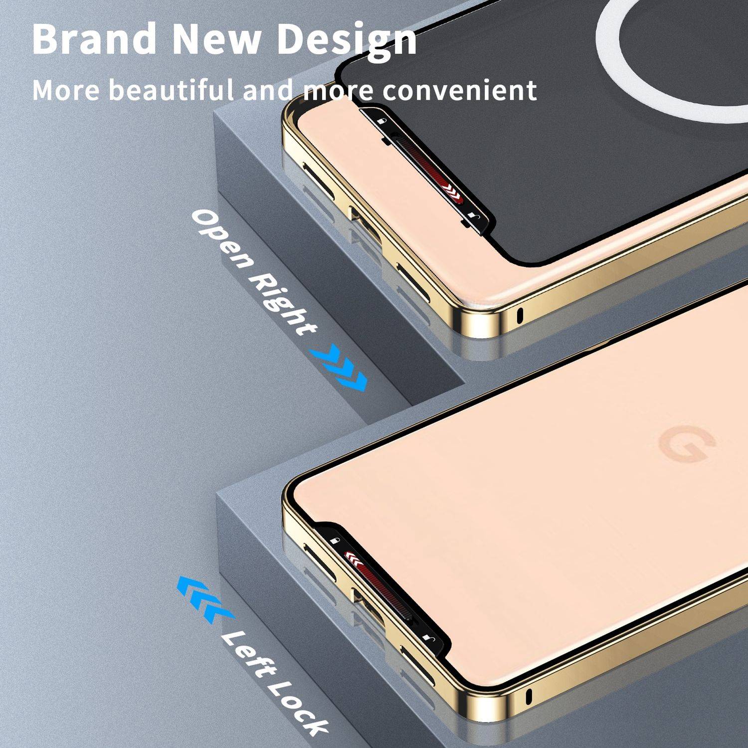 Für Google Pixel 8a Magsafe Metall Cover Schutz Tasche Hülle Case Gold
