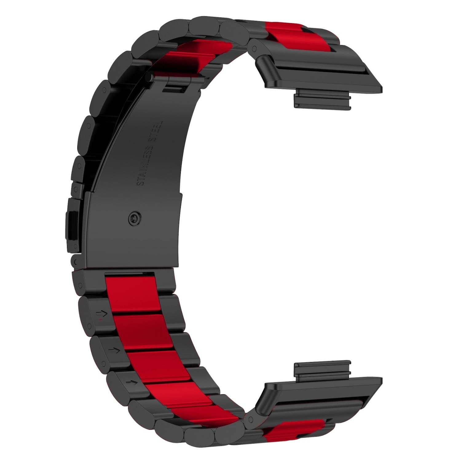 Für Huawei Watch Fit 3 Three Bead Edelstahl Metall Band Schwarz / Rot