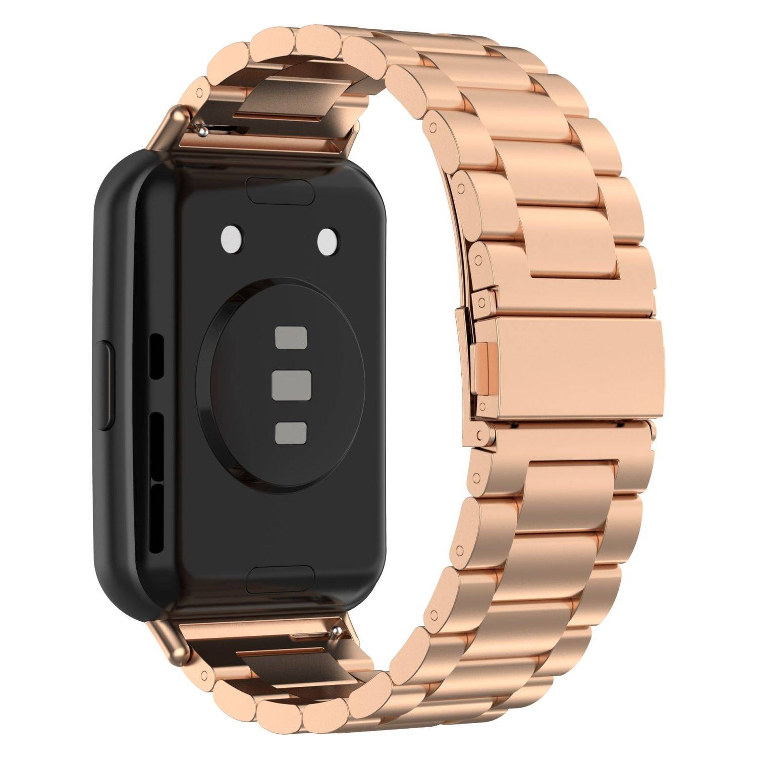 Für Huawei Watch Fit 3 Three Bead Edelstahl Metall Band Rose Gold