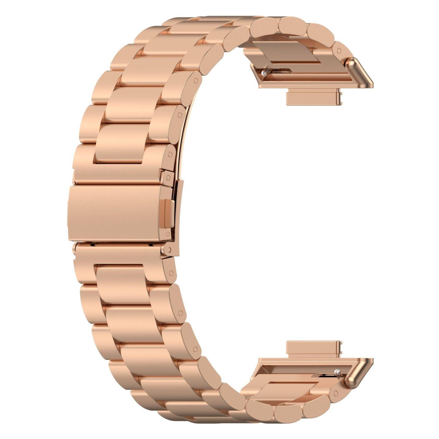 Für Huawei Watch Fit 3 Three Bead Edelstahl Metall Band Rose Gold