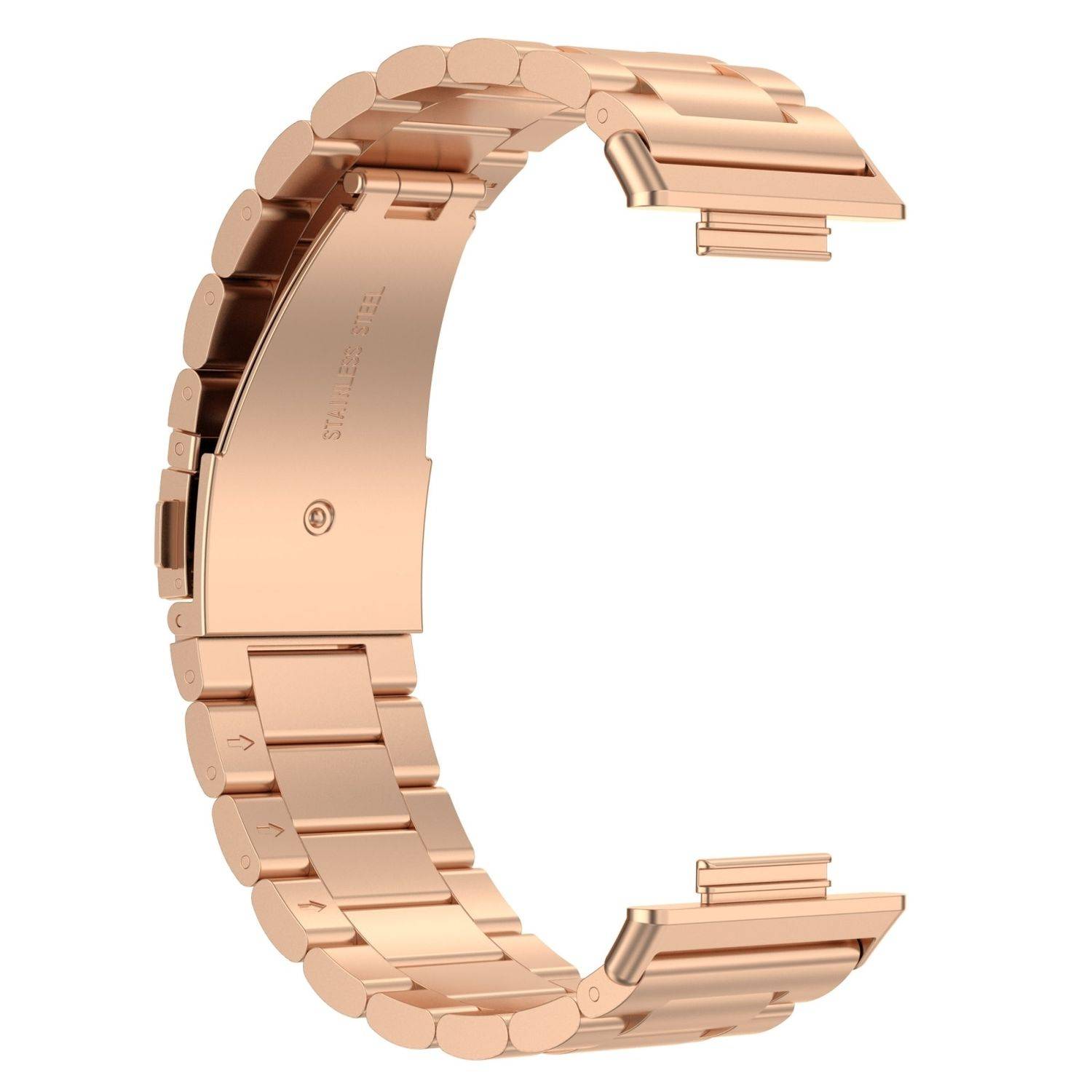 Für Huawei Watch Fit 3 Three Bead Edelstahl Metall Band Rose Gold