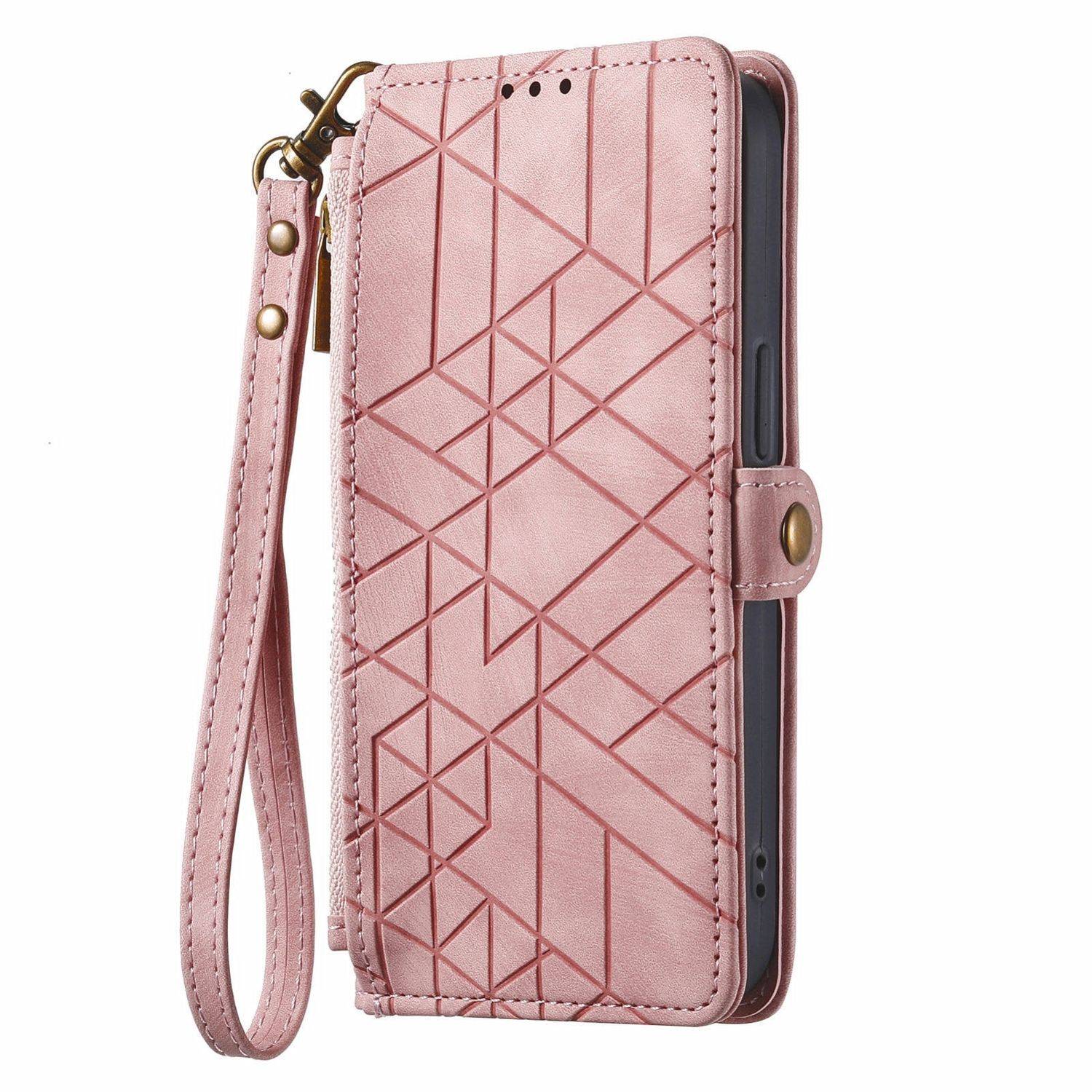 Für Honor 200 Lite Kunstleder Zipper Wallet Tasche mit Schlaufe Rosa