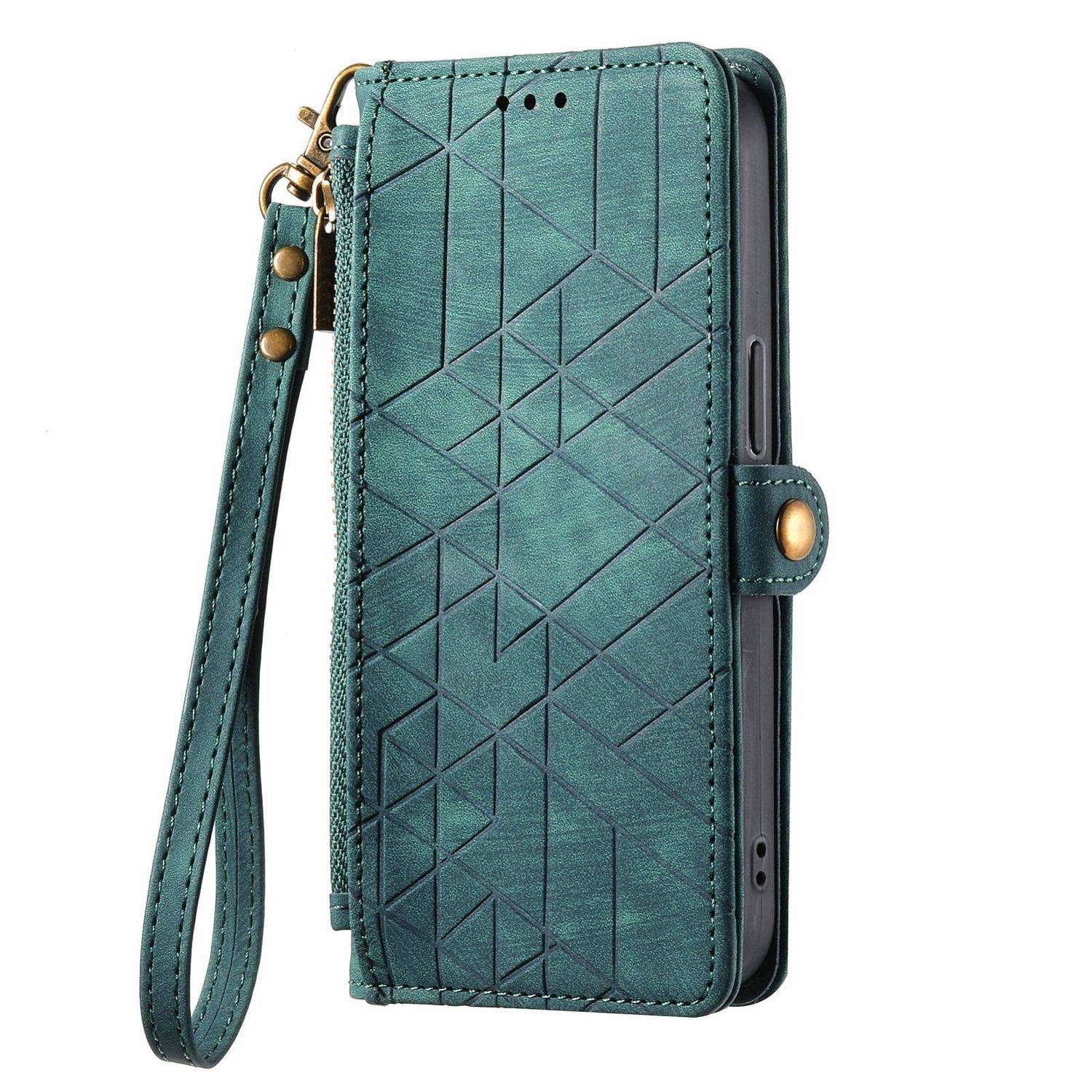 Für Honor 200 Lite Kunstleder Zipper Wallet Tasche mit Schlaufe Grün