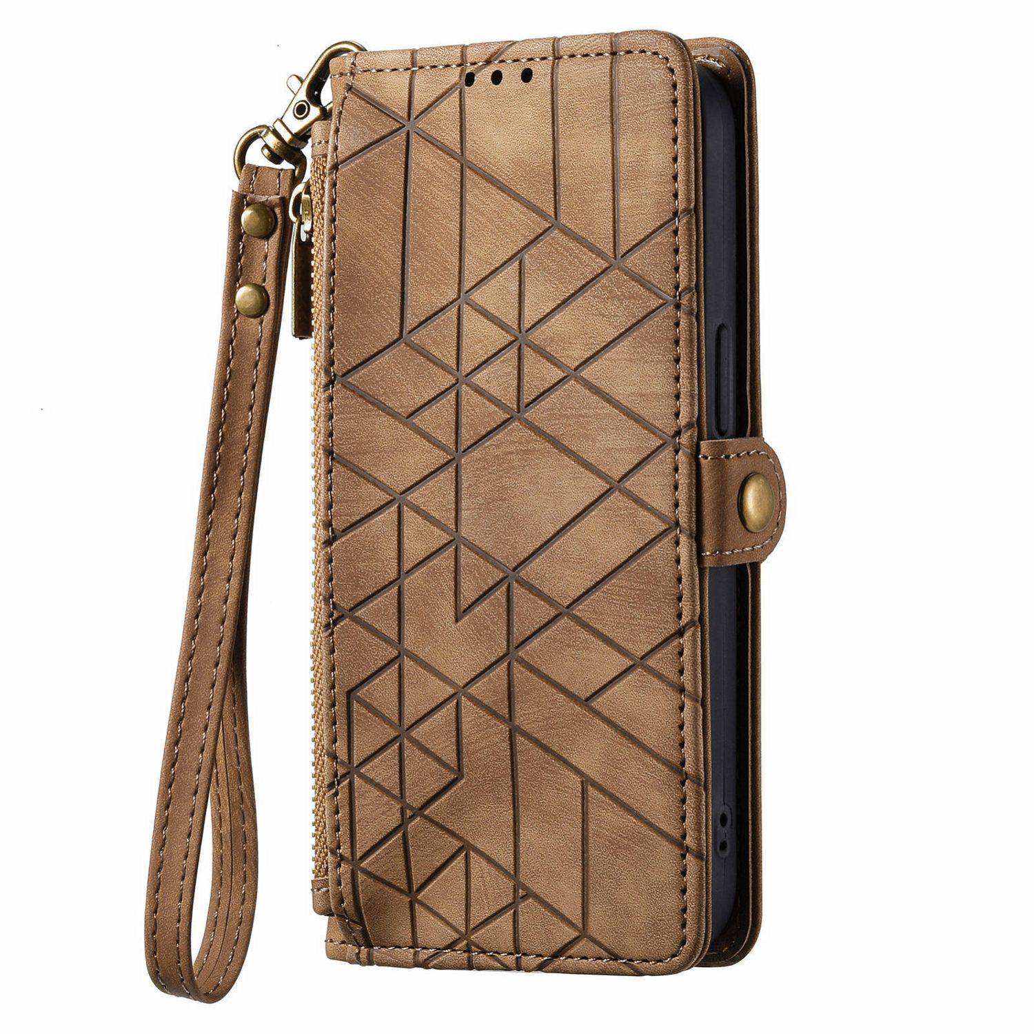 Für Honor 200 Lite Kunstleder Zipper Wallet Tasche mit Schlaufe Braun