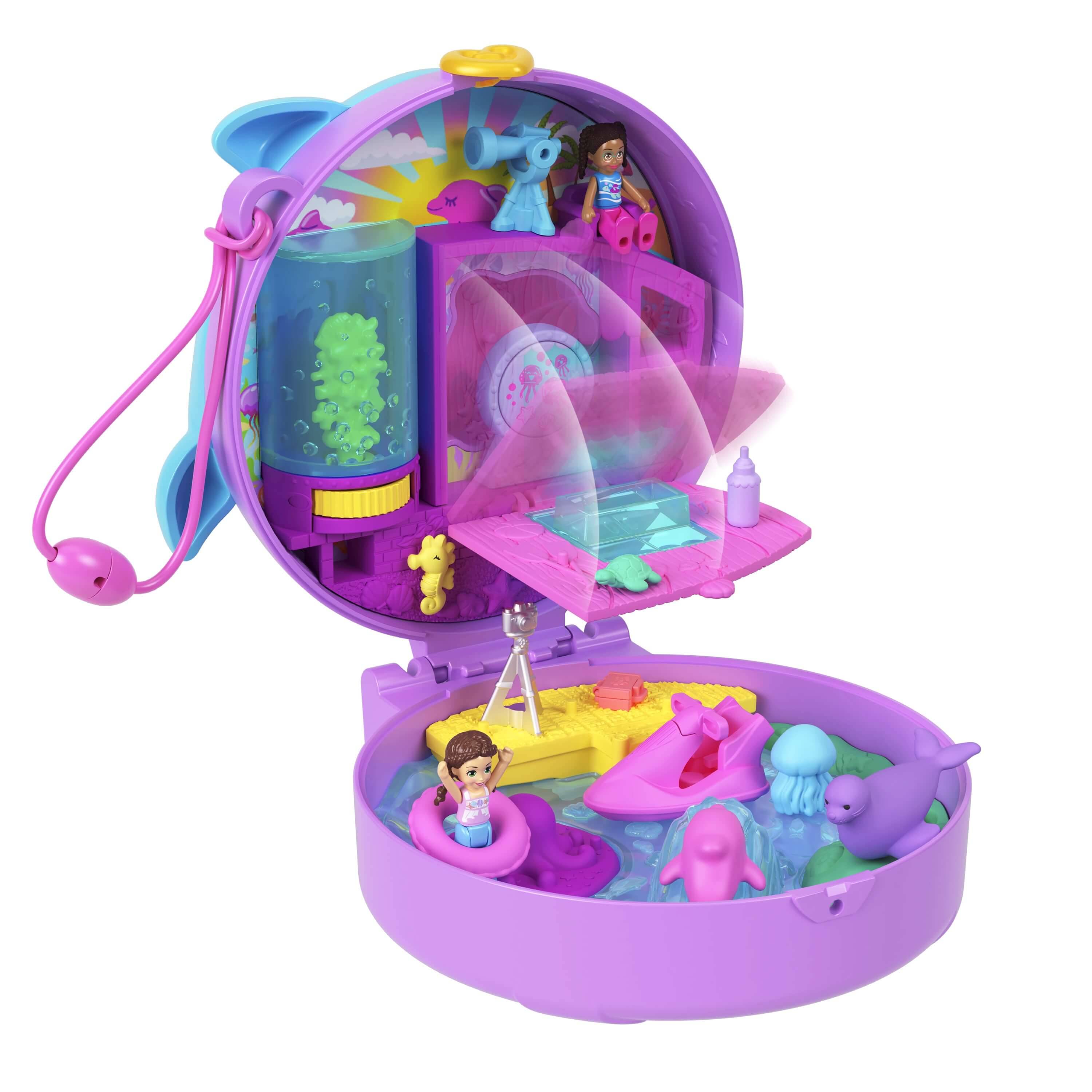 Mattel HWN96 - Polly Pocket Delfin retten und Spielen Schatulle