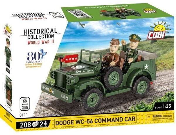 COBI Historical Collection 3111 - Dodge WC-56 Command Car, Bausatz 1:35, 208 Teile und 2 Spielfiguren