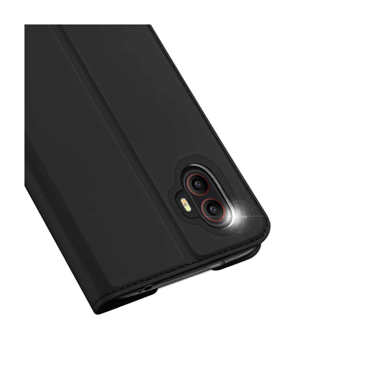 Hülle mit Klappe und Kartenfach kompatibel mit Samsung Galaxy Xcover 7 - Schwarz