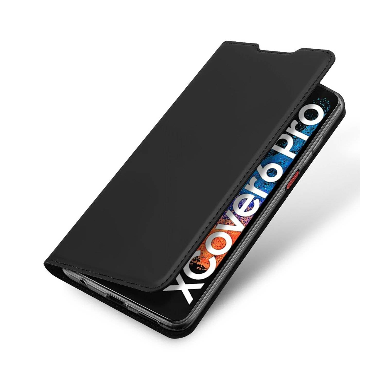 Hülle mit Klappe und Kartenfach kompatibel mit Samsung Galaxy Xcover 7 - Schwarz