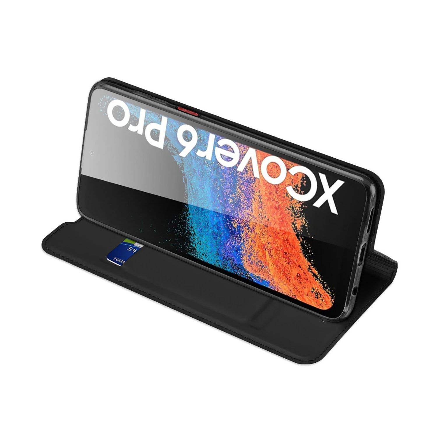 Hülle mit Klappe und Kartenfach kompatibel mit Samsung Galaxy Xcover 7 - Schwarz