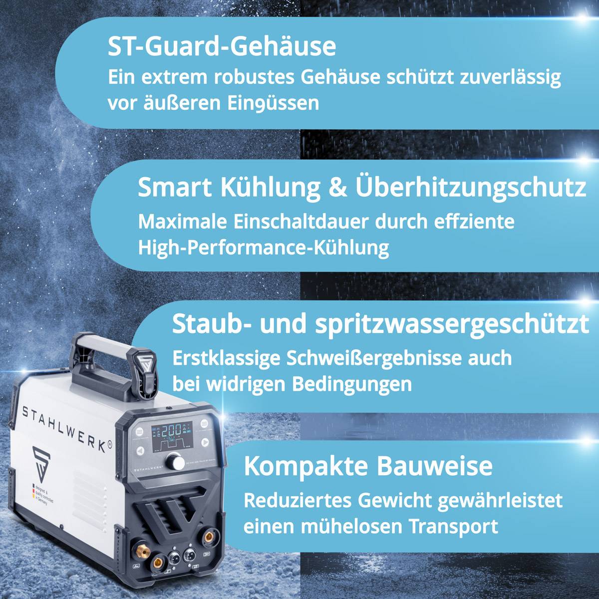 STAHLWERK Schweißgerät DC WIG 200 Puls ST Digital MMA Spot- und Pulsfunktion