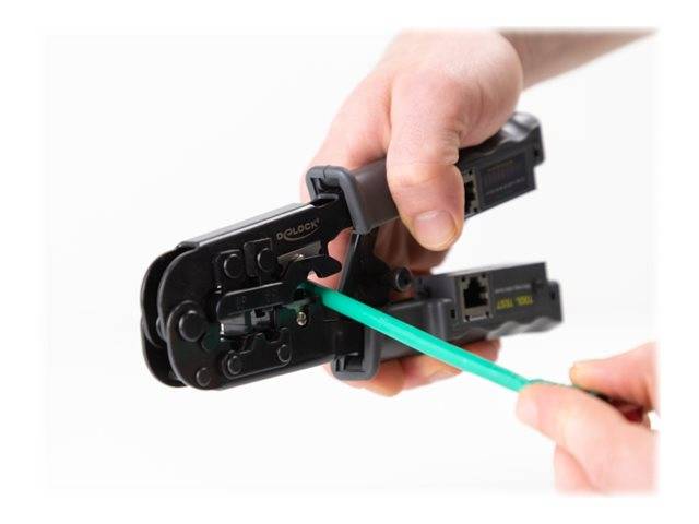 Delock Crimpwerkzeug - mit integriertem Kabeltester - Grau - Schwarz