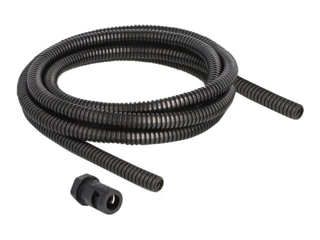 Delock Wellrohr - 10 mm, with PG7 conduit fitting set - 2 m - Schwarz