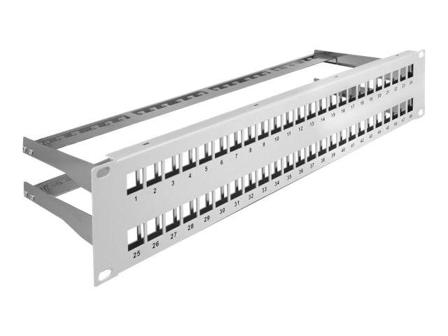Delock Patchpanel (Blindblech) - mit Zugentlastungen - Rack montierbar - Grau -