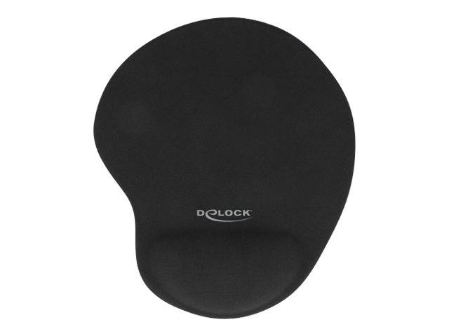 Delock Mauspad mit Handgelenkpolsterkissen - Schwarz