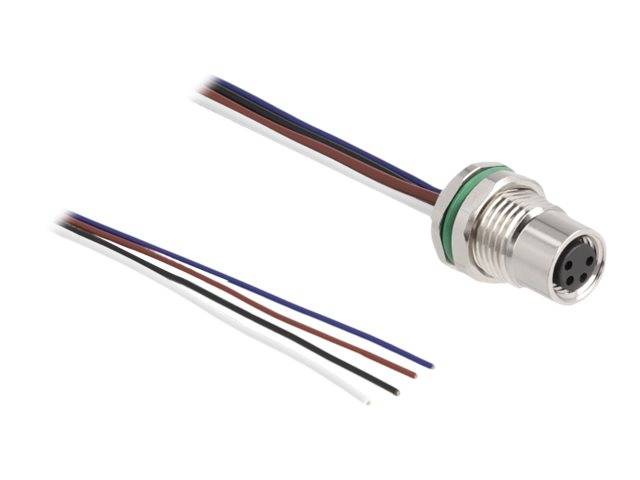 Delock Netzwerkkabel - 4-poliger M8 (W) zu ohne Stecker - 50 cm - 4.6 mm - Schwa