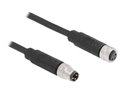 Delock Netzwerkkabel - 3-poliger M8 (M) zu 3-poliger M8 (W) - 1 m - 4.6 mm - ges