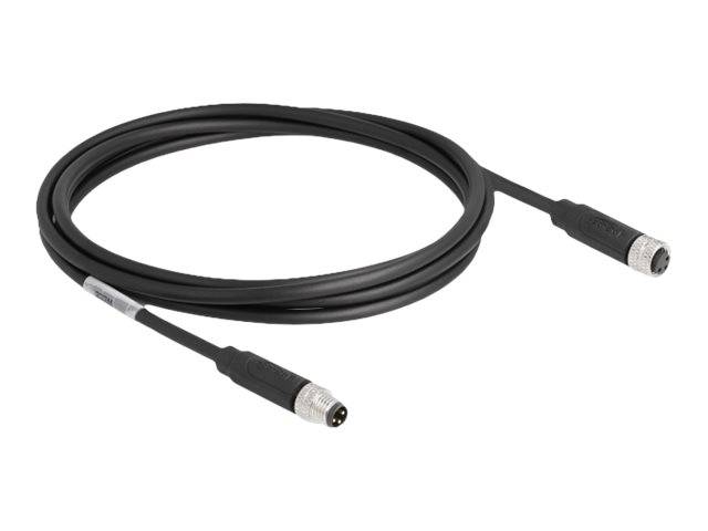 Delock Patch-Kabel - 3-poliger M8 (M) zu 3-poliger M8 (W) - 2 m - 4.6 mm - STP -