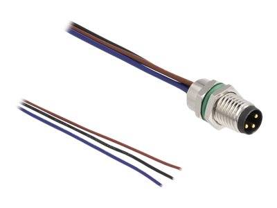 Delock Netzwerkkabel - 3-poliger M8 (M) zu ohne Stecker - 50 cm - 4.6 mm - Schwa