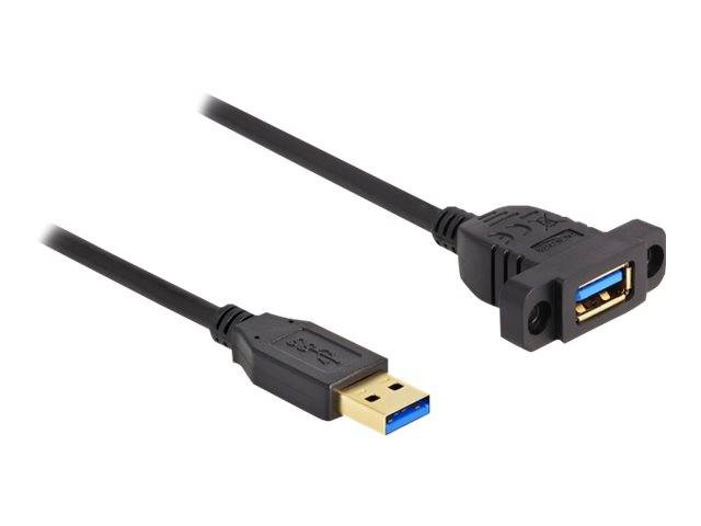 Delock USB-Kabel - USB Typ A (W) zu USB Typ A (M) - USB 3.2 Gen 1 - 1 m - Schwar