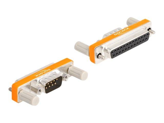 Delock Serieller Adapter - DB-9 (M) mit Muttern zu DB-25 (W) - schraubbar - silb