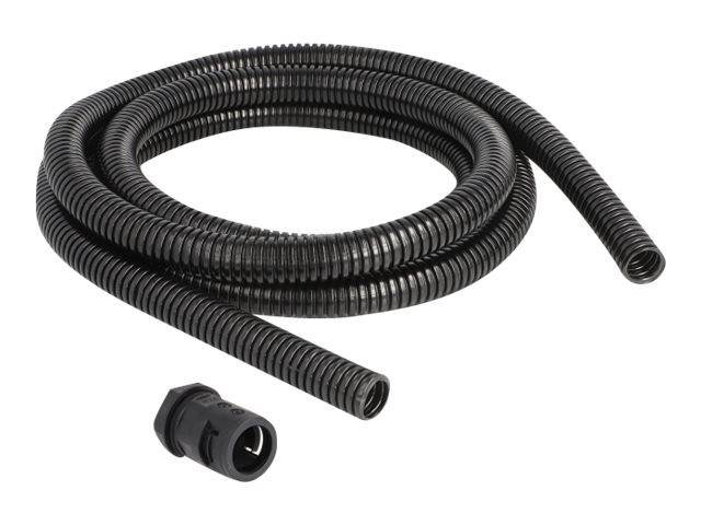 Delock Wellrohr - 15.8 mm, with PG11 conduit fitting set - 2 m - Schwarz