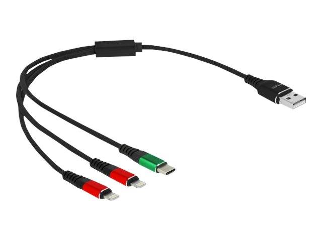 Delock 3 in 1 - Kabel nur zum Laden - USB männlich zu 24 pin USB-C, 2 x Apple-Be
