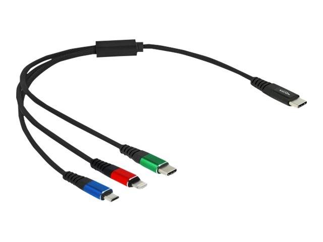 Delock 3 in 1 - Kabel nur zum Laden - 24 pin USB-C männlich zu Micro-USB Typ B,