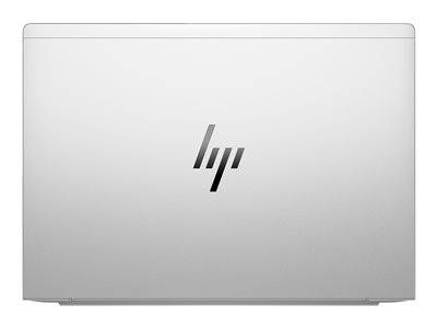 Ein geschlossener silberner Laptop, von oben dargestellt, mit einem stilisierten Logo in der Mitte.