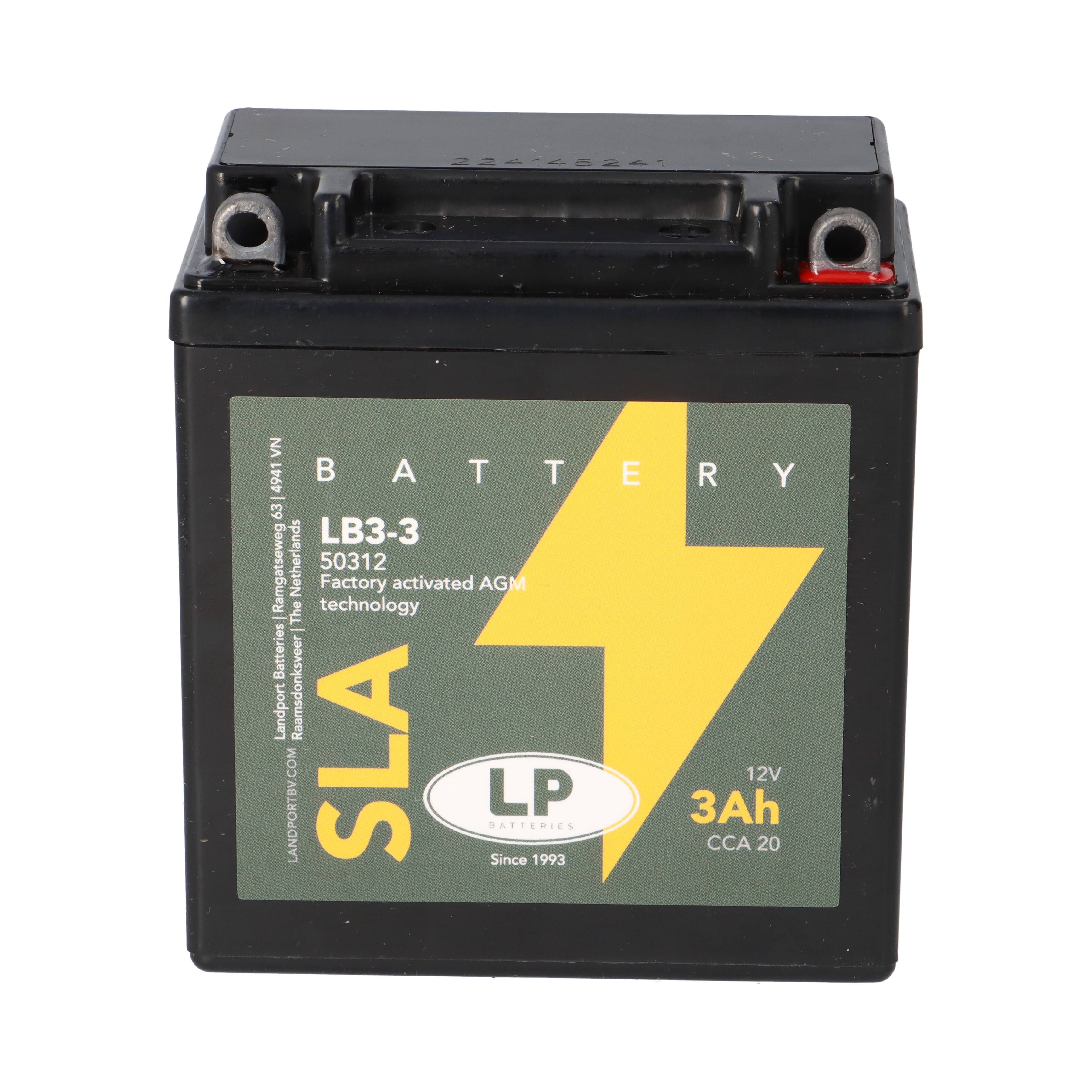 Eine schwarze SLA-Batterie mit der Bezeichnung „LP