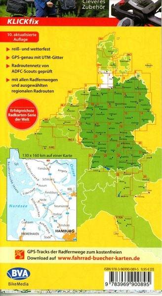 ADFC-Radtourenkarte 1 Nordfriesland /Schleswig 1:150.000, reiß- und wetterfest, E-Bike geeignet, GPS-Tracks Download