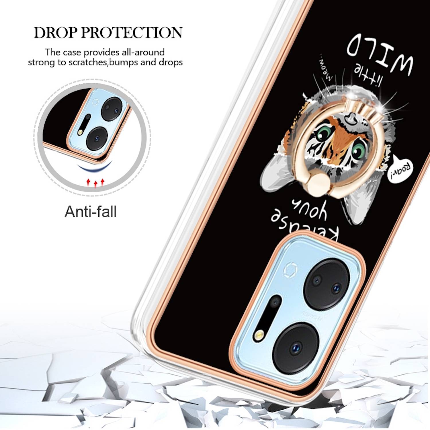 Für Honor 200 Lite Design mit Ring TPU / PC Handy Hülle Cover Muster