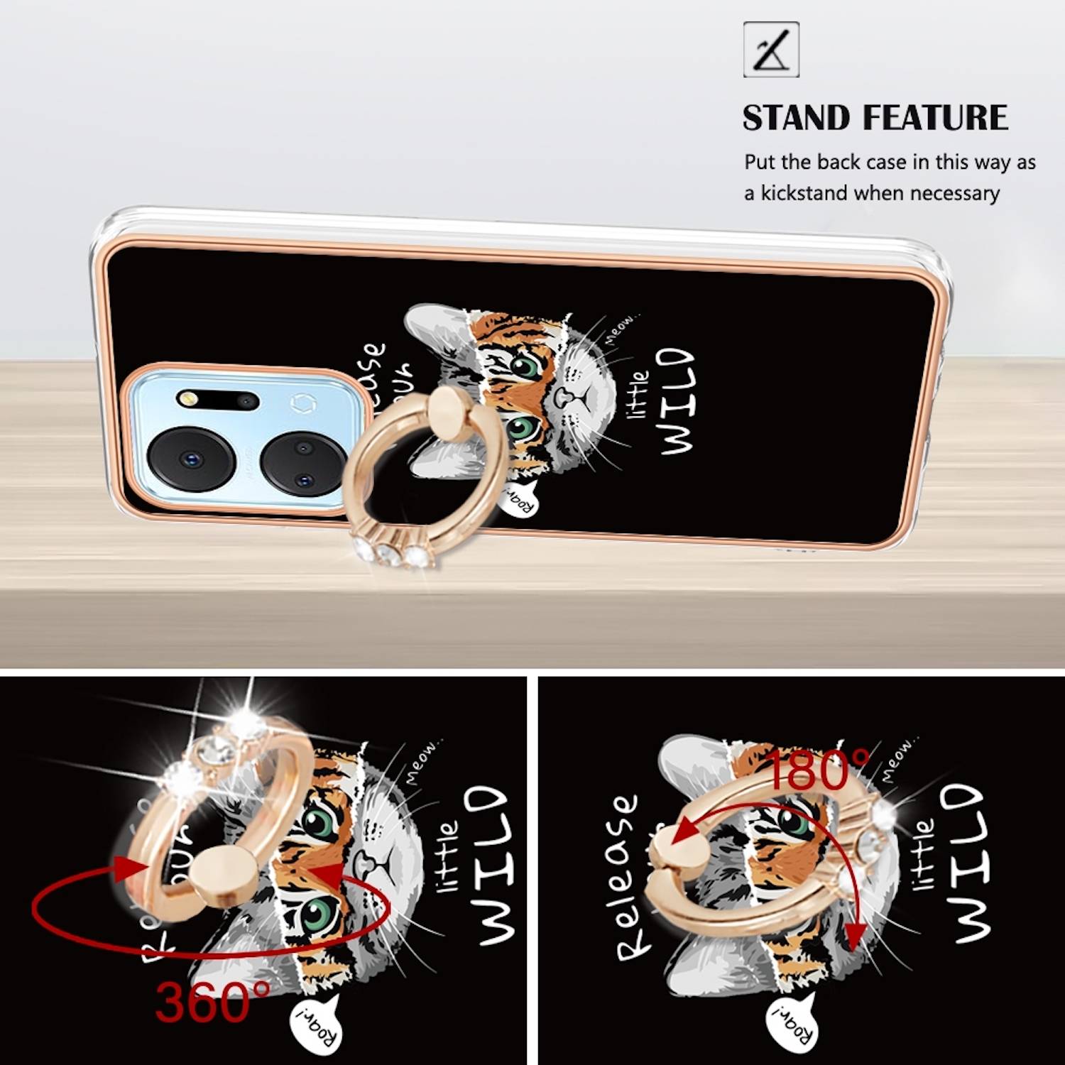 Für Honor 200 Lite Design mit Ring TPU / PC Handy Hülle Cover Muster