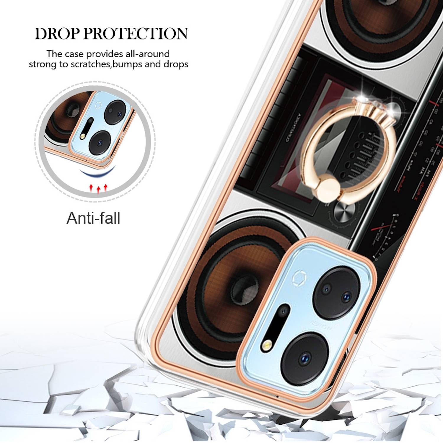 Für Honor 200 Lite Design mit Ring TPU / PC Handy Hülle Cover Muster