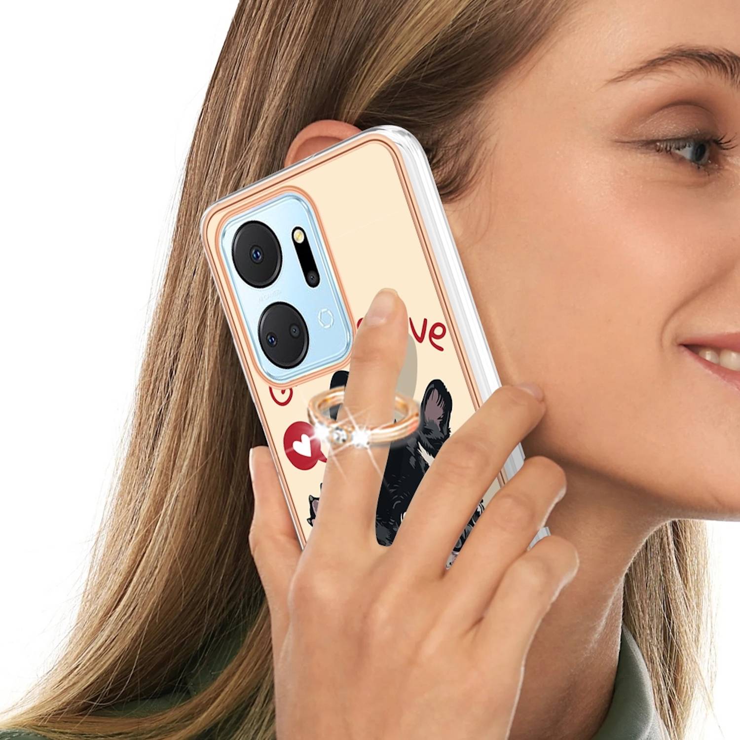 Für Honor 200 Lite Design mit Ring TPU / PC Handy Hülle Cover Muster