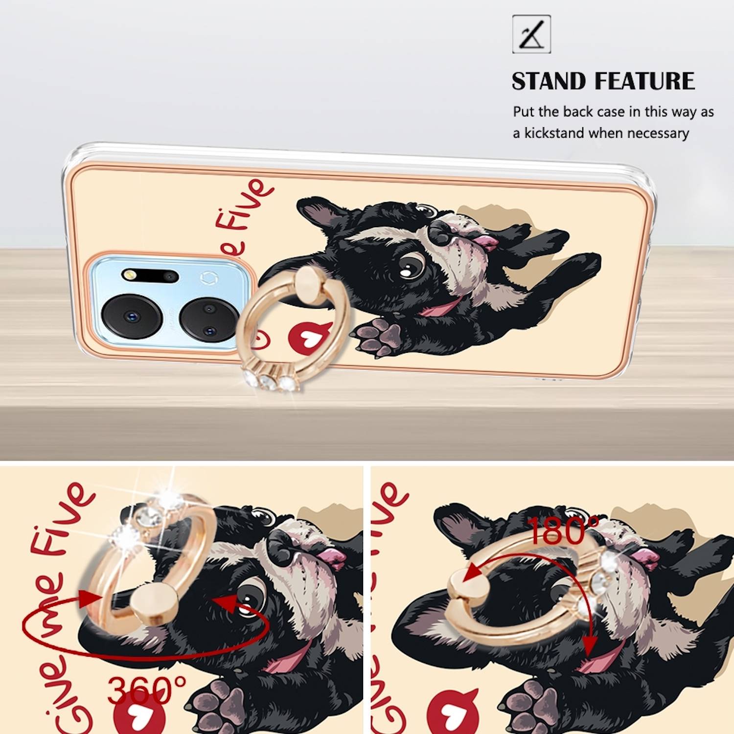 Für Honor 200 Lite Design mit Ring TPU / PC Handy Hülle Cover Muster