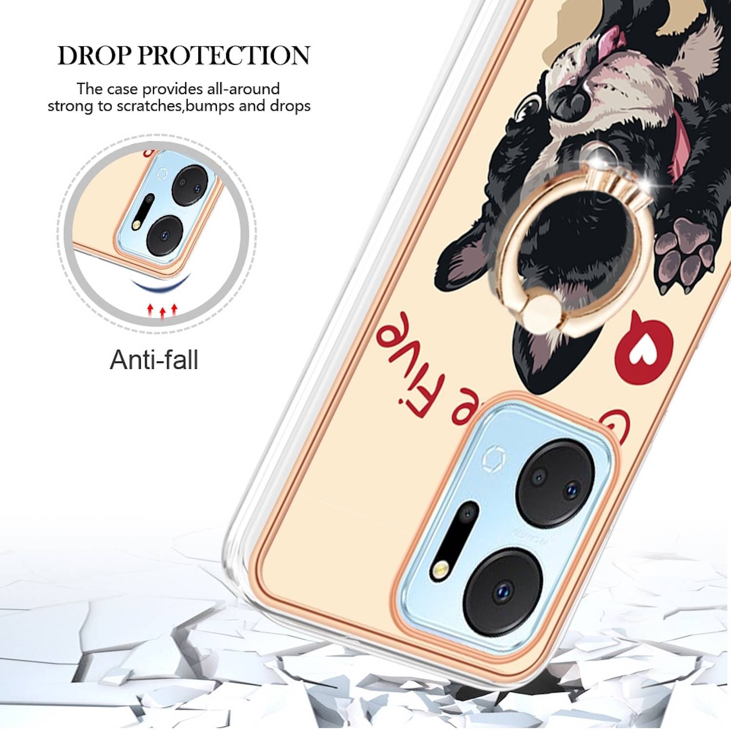 Für Honor 200 Lite Design mit Ring TPU / PC Handy Hülle Cover Muster