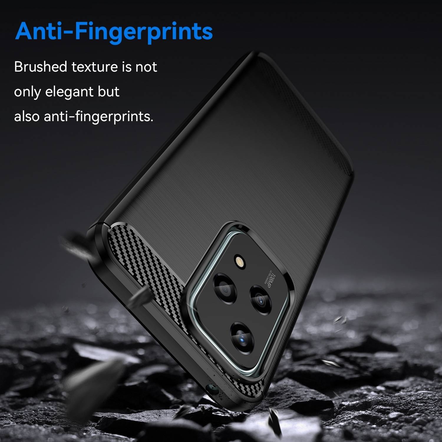 Für Honor 200 Lite Schock Carbon Textur TPU Handy Hülle Case Schwarz